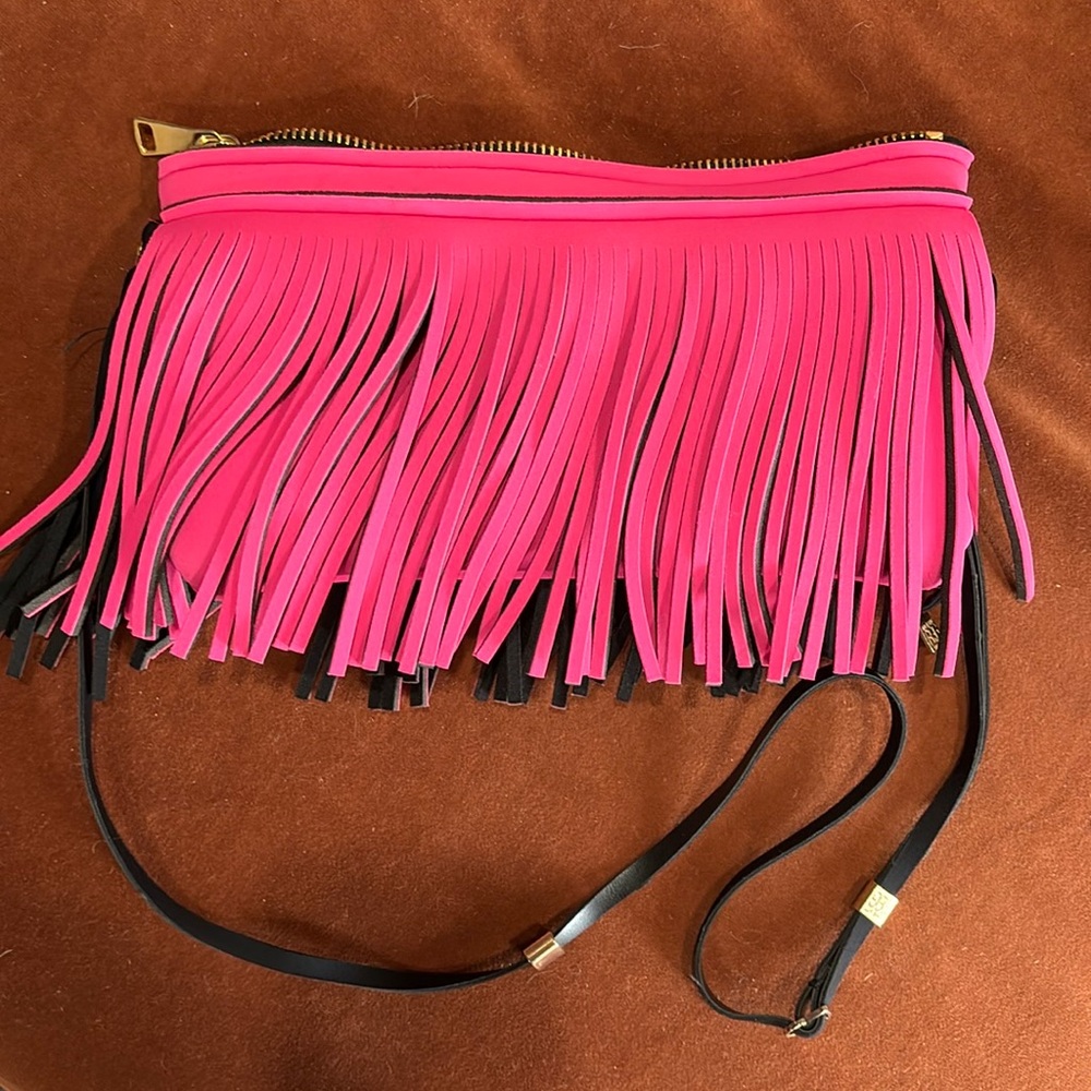 Neoprene fringe crossbody or clutch purse